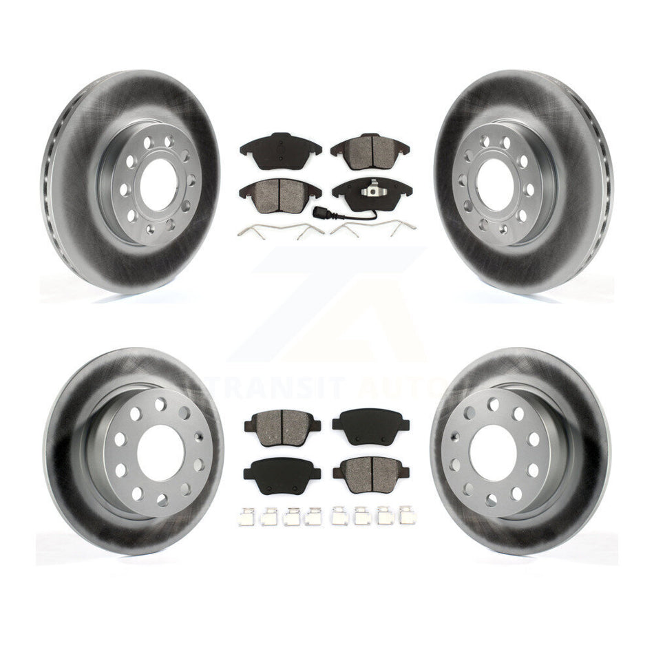Front Rear Coated Disc Brake Rotors And Semi-Metallic Pads Kit For 2013 Volkswagen Beetle 2.5L With 253mm Diameter Rotor KGS-100926