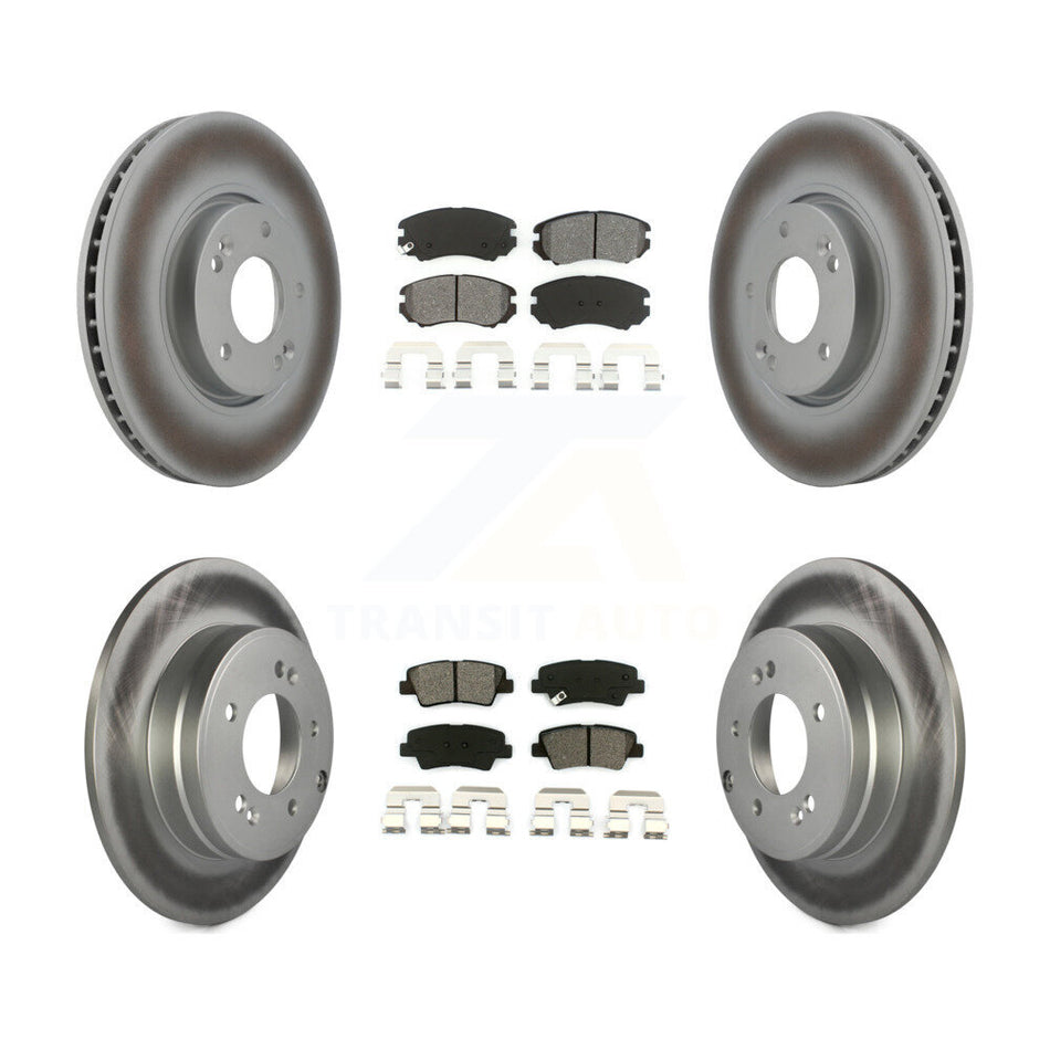 Front Rear Coated Disc Brake Rotors And Semi-Metallic Pads Kit For Hyundai Sonata 3.3L KGS-100936