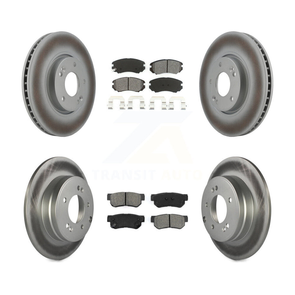 Front Rear Coated Disc Brake Rotors And Semi-Metallic Pads Kit For Hyundai Sonata 3.3L KGS-100937