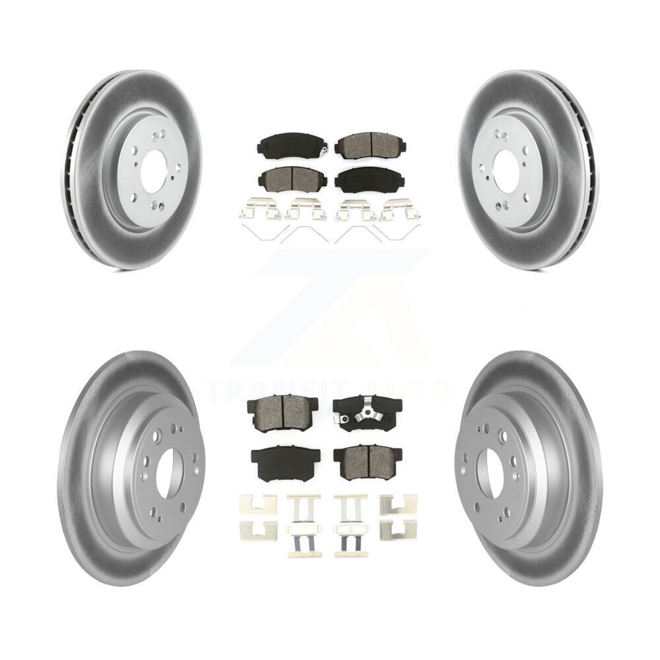 Front Rear Coated Disc Brake Rotors And Semi-Metallic Pads Kit For Honda Crosstour Accord KGS-100966