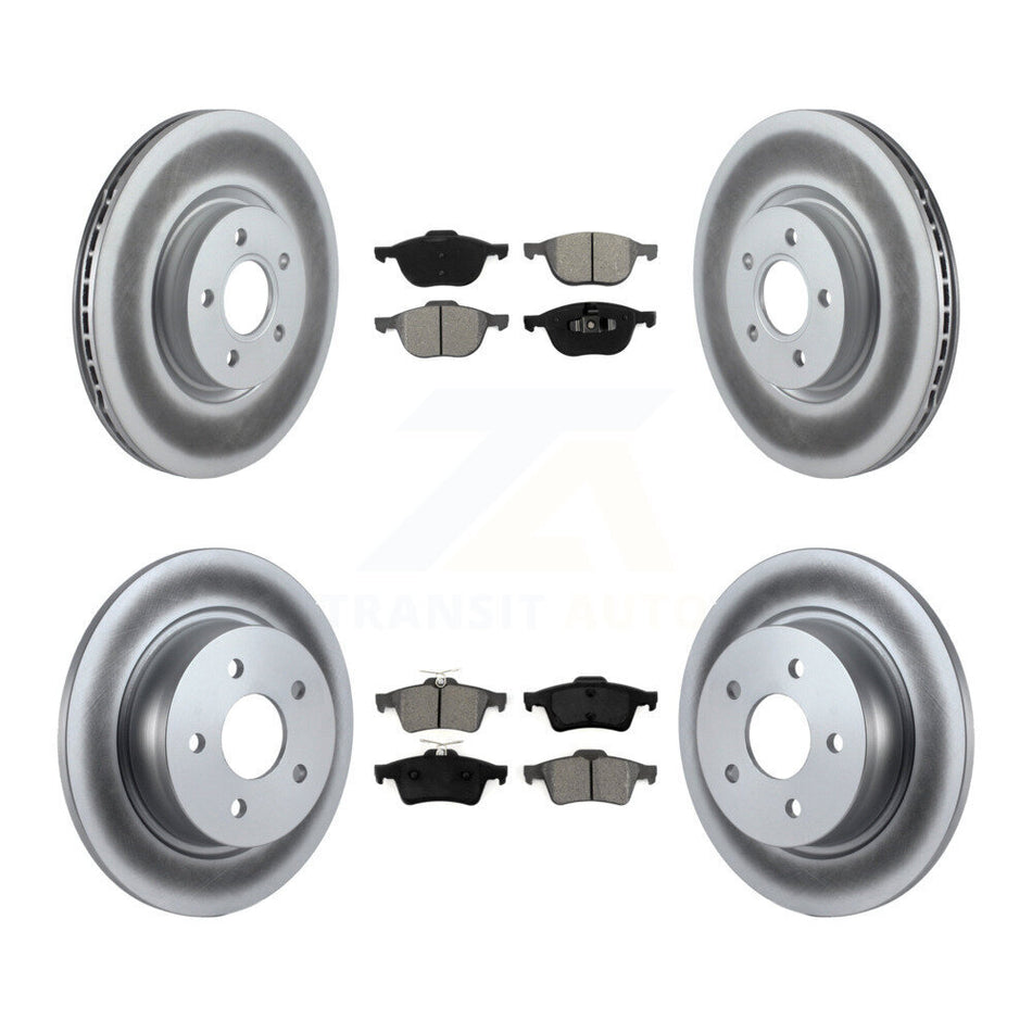Front Rear Coated Disc Brake Rotors And Semi-Metallic Pads Kit For 2014 Ford Connect 104.8" wheel base KGS-100974