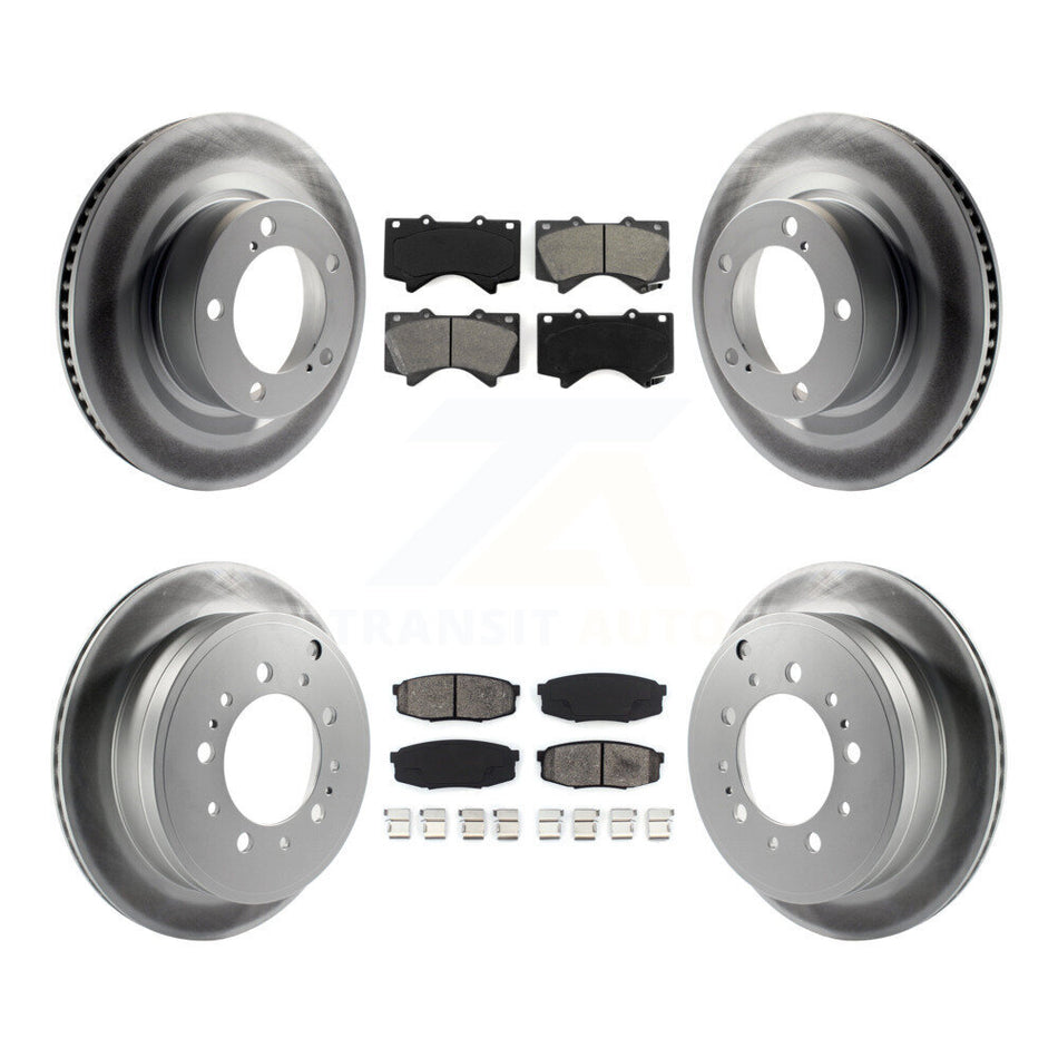Front Rear Coated Disc Brake Rotors And Semi-Metallic Pads Kit For Toyota Tundra Sequoia Lexus LX570 Land Cruiser KGS-100984