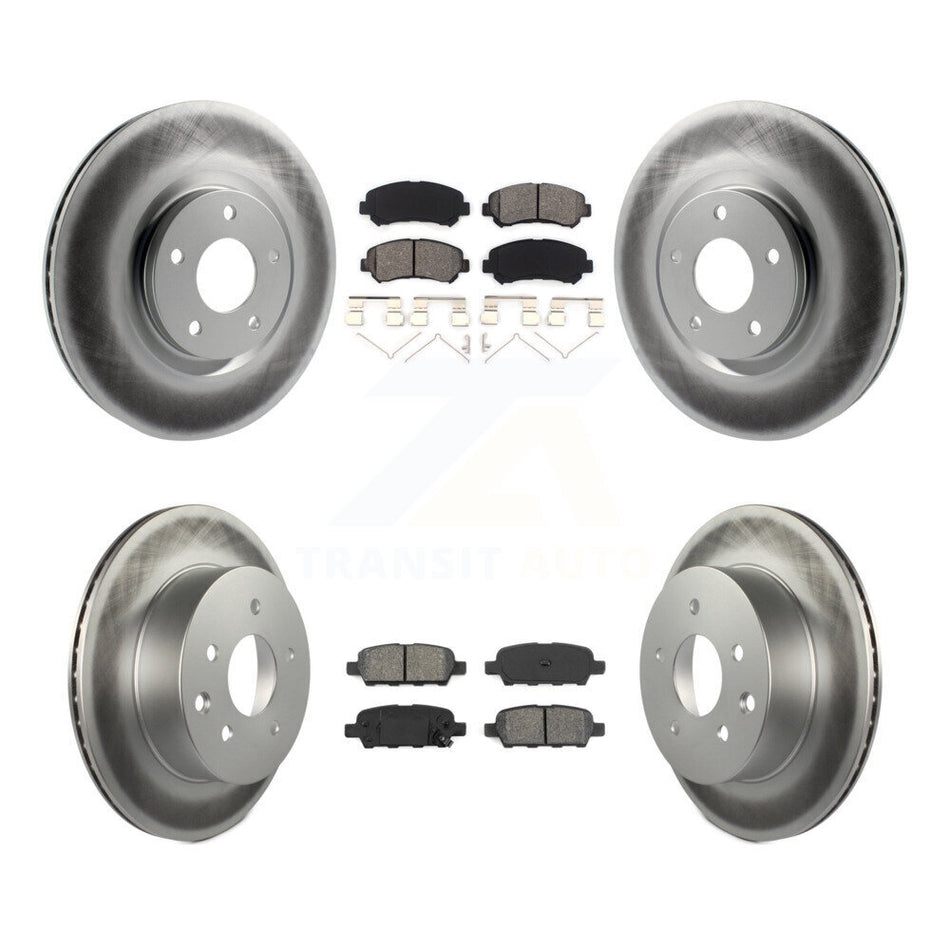 Front Rear Coated Disc Brake Rotors And Semi-Metallic Pads Kit For 2014-2017 Nissan Juke Nismo RS KGS-101012
