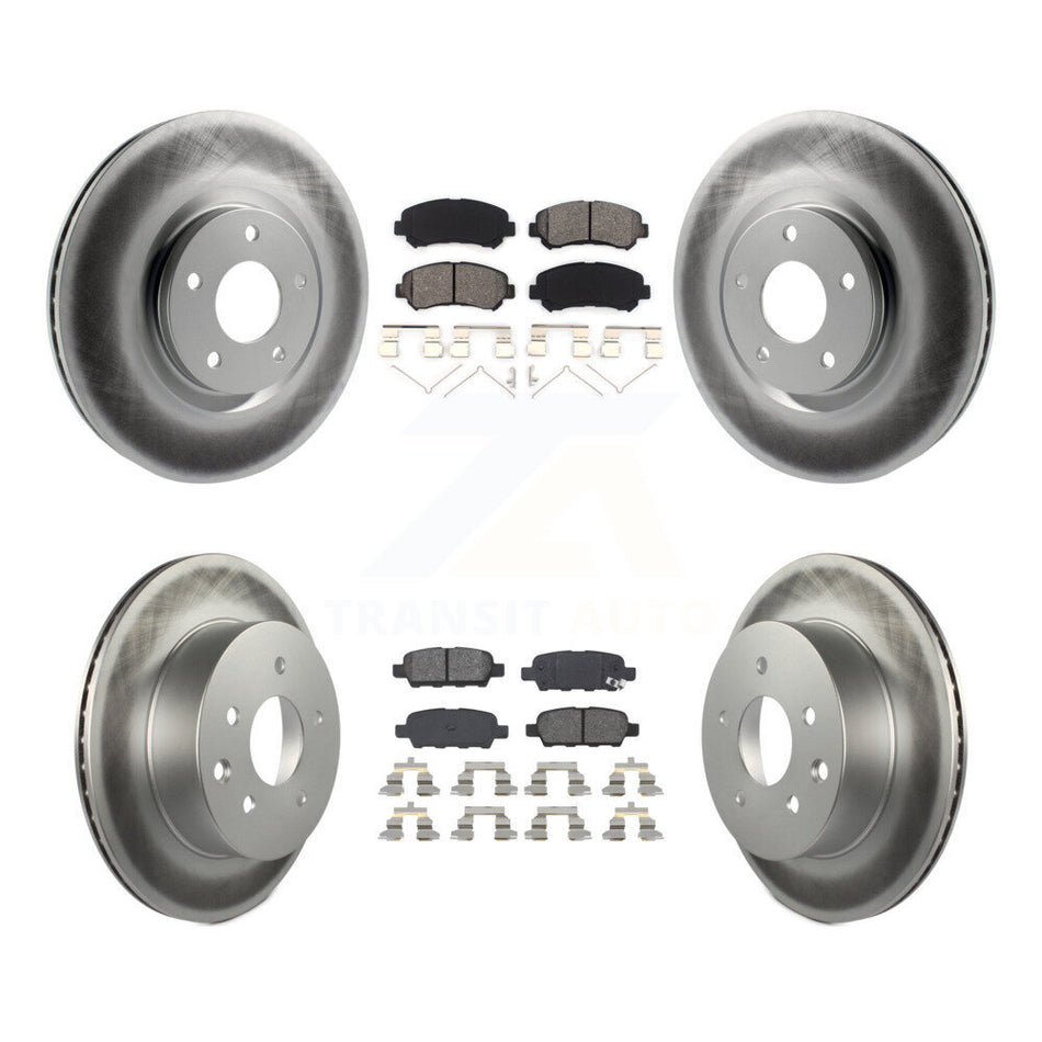 Front Rear Coated Disc Brake Rotors And Semi-Metallic Pads Kit For 2014-2017 Nissan Juke Nismo RS KGS-101012