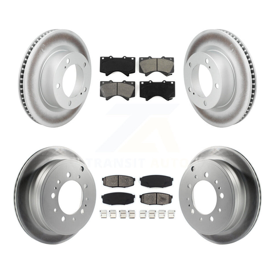 Front Rear Coated Brake Rotor & Semi-Metallic Pad Kit For Lexus LX570 Toyota Land Cruiser KGS-101029