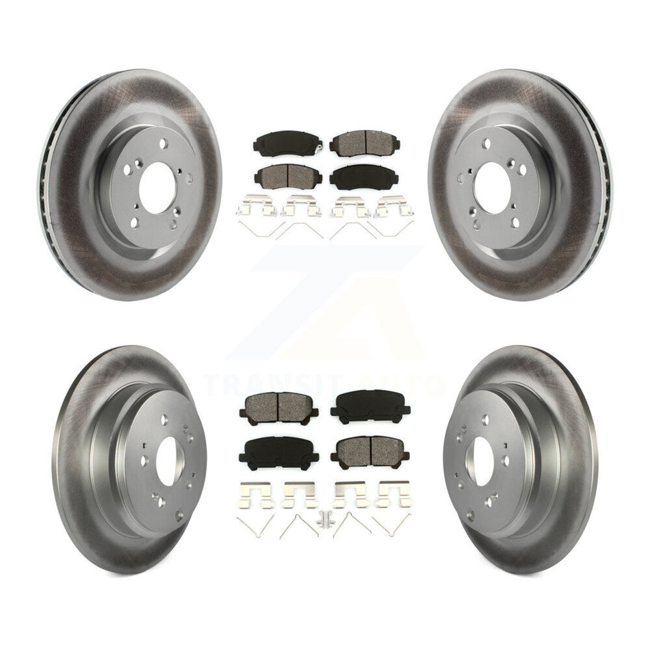 Front Rear Coated Disc Brake Rotors And Semi-Metallic Pads Kit For 2011-2014 Honda Odyssey KGS-101039