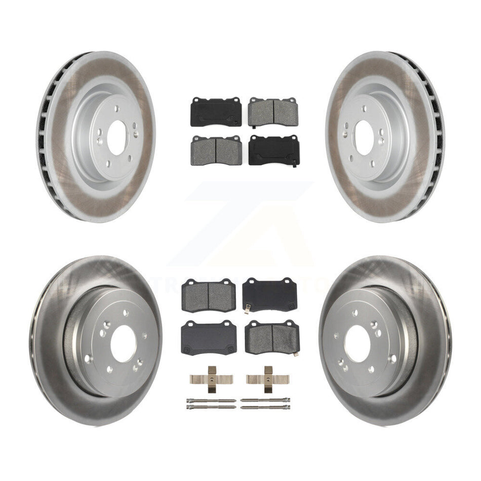 Front Rear Coated Disc Brake Rotors And Semi-Metallic Pads Kit For Hyundai Genesis Coupe KGS-101047
