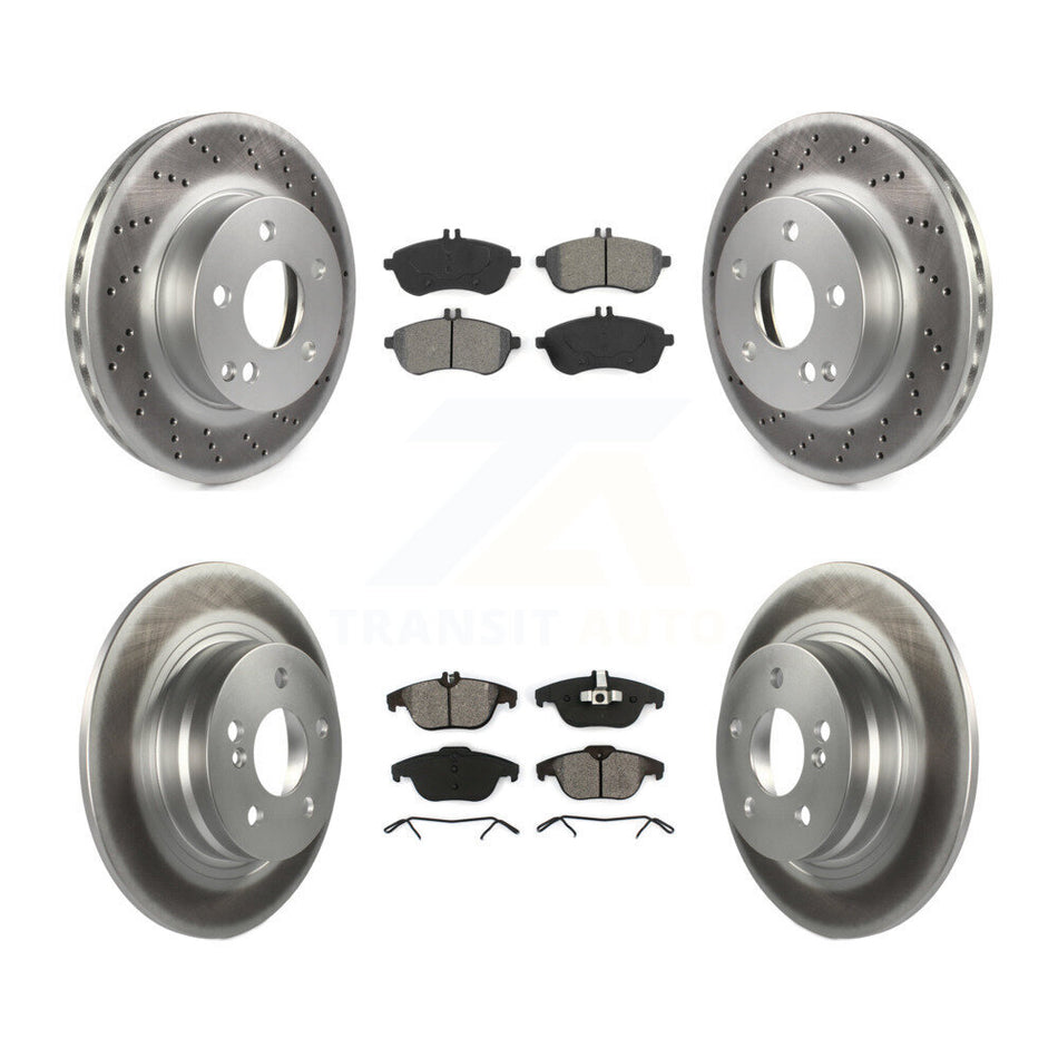 Front Rear Coated Disc Brake Rotors And Semi-Metallic Pads Kit For Mercedes-Benz C300 C250 C230 KGS-101056