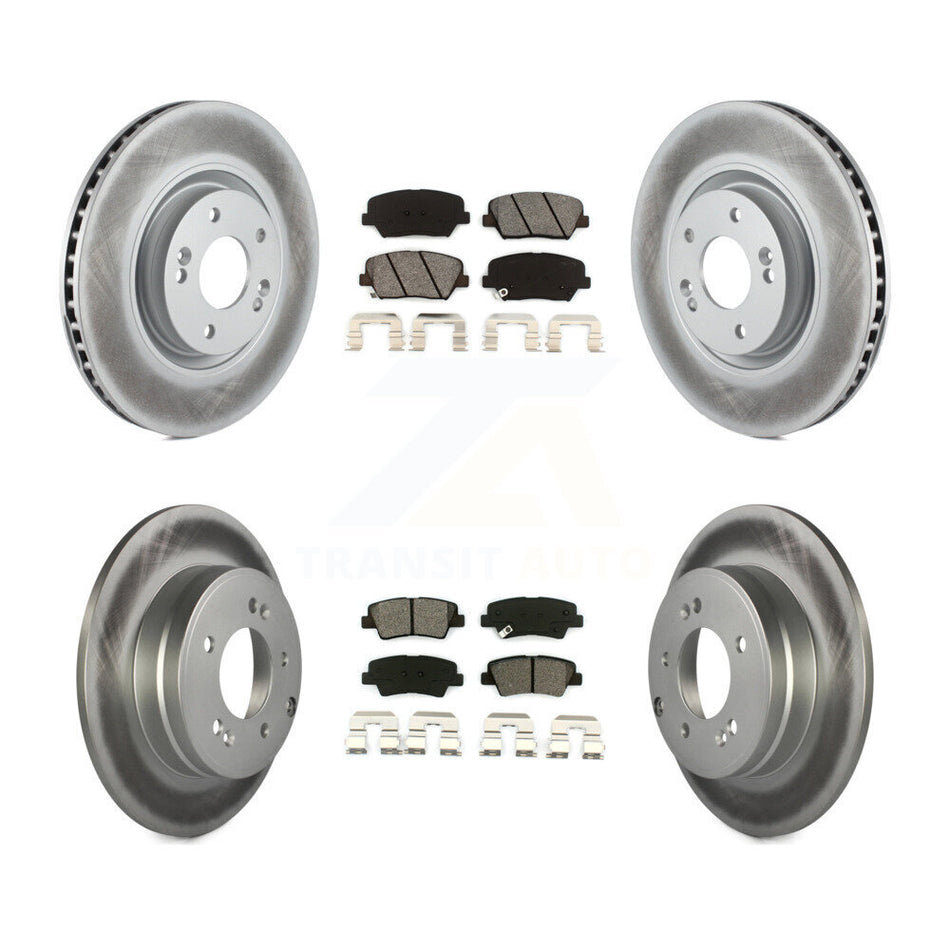 Front Rear Coated Disc Brake Rotors And Semi-Metallic Pads Kit For Hyundai Azera KGS-101078