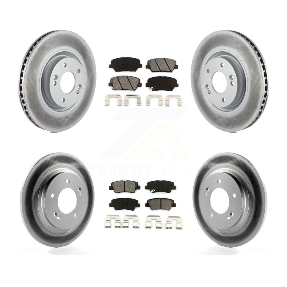 Front Rear Coated Disc Brake Rotors And Semi-Metallic Pads Kit For 2016-2017 Hyundai Azera Limited KGS-101079