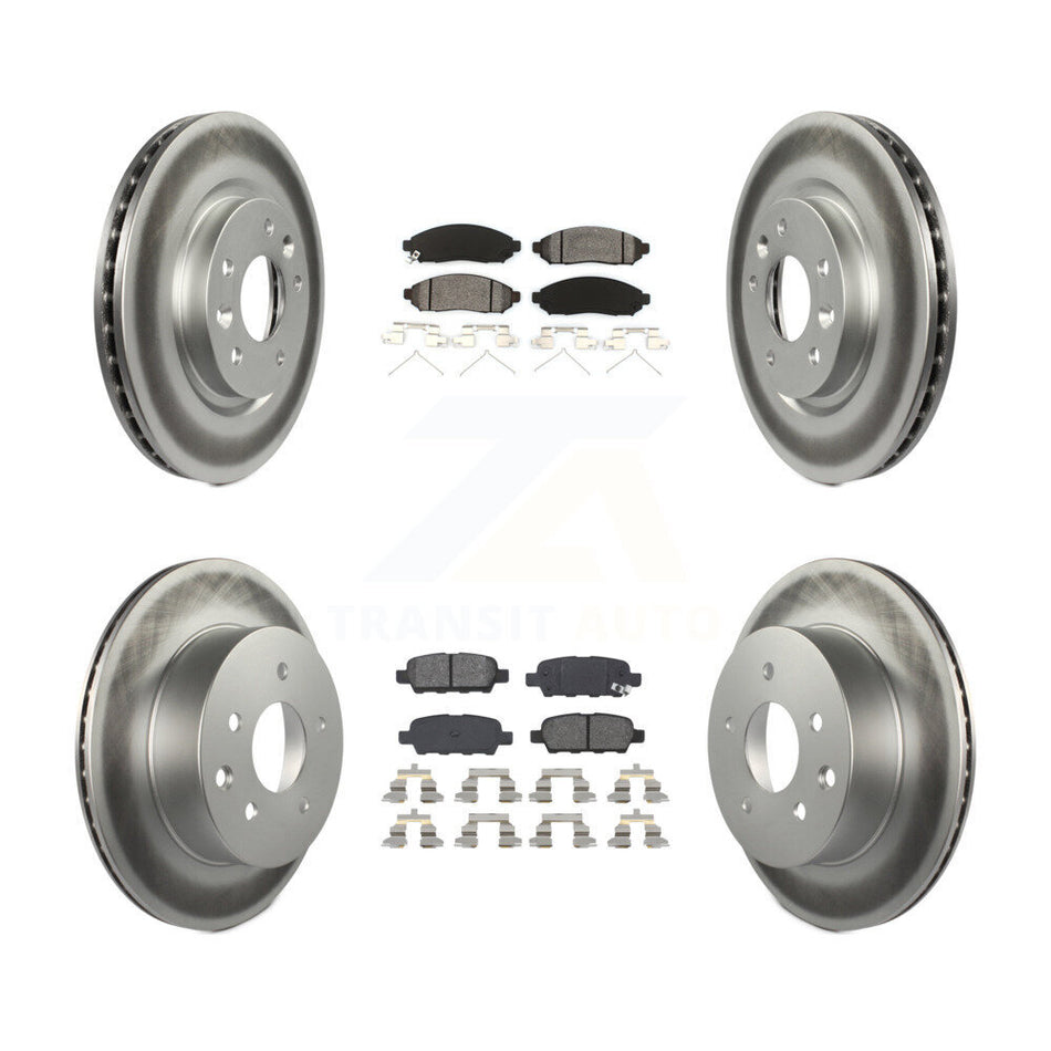 Front Rear Coated Disc Brake Rotors And Semi-Metallic Pads Kit For 2015 Nissan LEAF Vehicles Manufactured In Japan KGS-101114