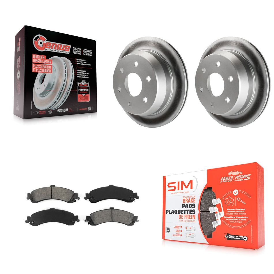 Rear Coated Disc Brake Rotors And Semi-Metallic Pads Kit For 2002 Chevrolet Suburban 1500 4WD With Single Piston Caliper KGS-101125