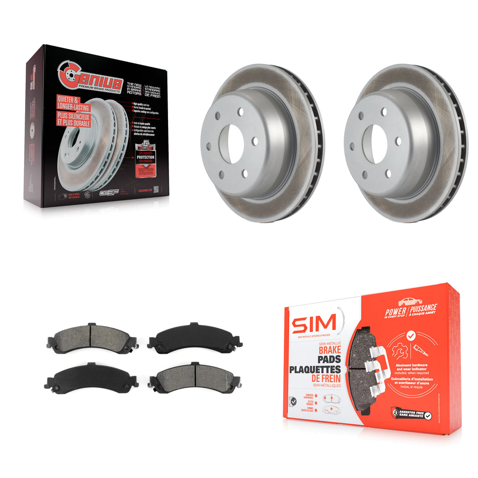 Rear Coated Disc Brake Rotors And Semi-Metallic Pads Kit For Chevrolet Silverado 1500 GMC Tahoe Sierra Suburban Yukon Avalanche XL Cadillac Escalade ESV EXT KGS-101133