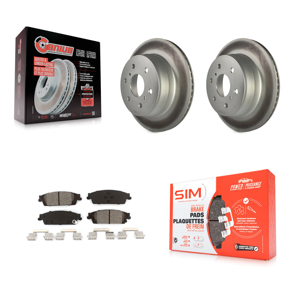 Rear Coated Disc Brake Rotors And Semi-Metallic Pads Kit For Chevrolet Silverado 1500 GMC Sierra Tahoe Suburban Yukon Cadillac XL Escalade ESV LD Limited KGS-101154