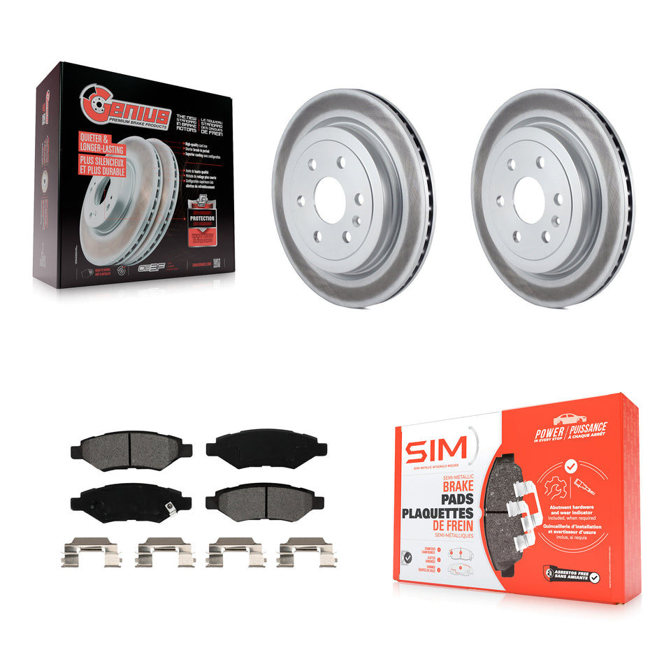Rear Coated Disc Brake Rotors And Semi-Metallic Pads Kit For Cadillac SRX Saab 9-4X KGS-101163
