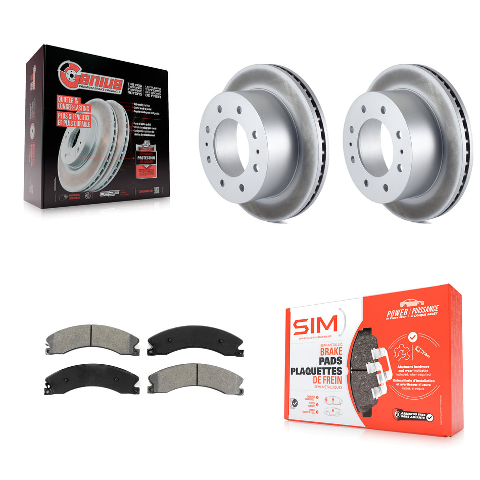 Rear Coated Disc Brake Rotors And Semi-Metallic Pads Kit For Chevrolet Silverado 2500 HD GMC Sierra 3500 Suburban KGS-101169