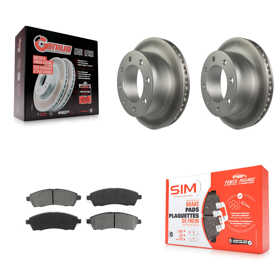 Rear Coated Disc Brake Rotors And Semi-Metallic Pads Kit For Ford F-250 Super Duty F-350 Excursion KGS-101182