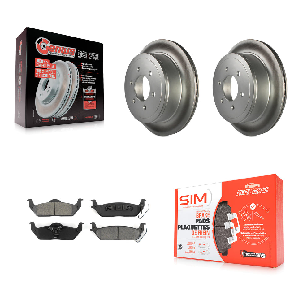 Rear Coated Disc Brake Rotors And Semi-Metallic Pads Kit For Ford F-150 Lincoln Mark LT KGS-101190