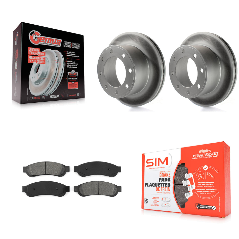 Rear Coated Disc Brake Rotors And Semi-Metallic Pads Kit For Ford F-250 Super Duty F-350 KGS-101203