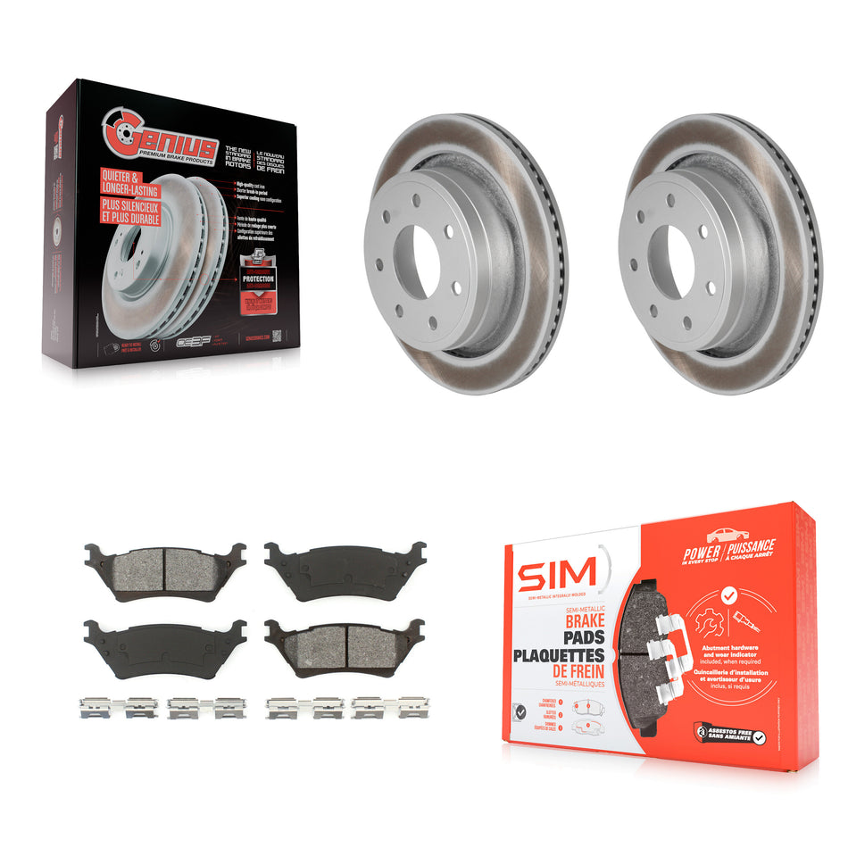 Rear Coated Disc Brake Rotors And Semi-Metallic Pads Kit For 2012-2014 Ford F-150 With 7 Lug Wheels KGS-101213