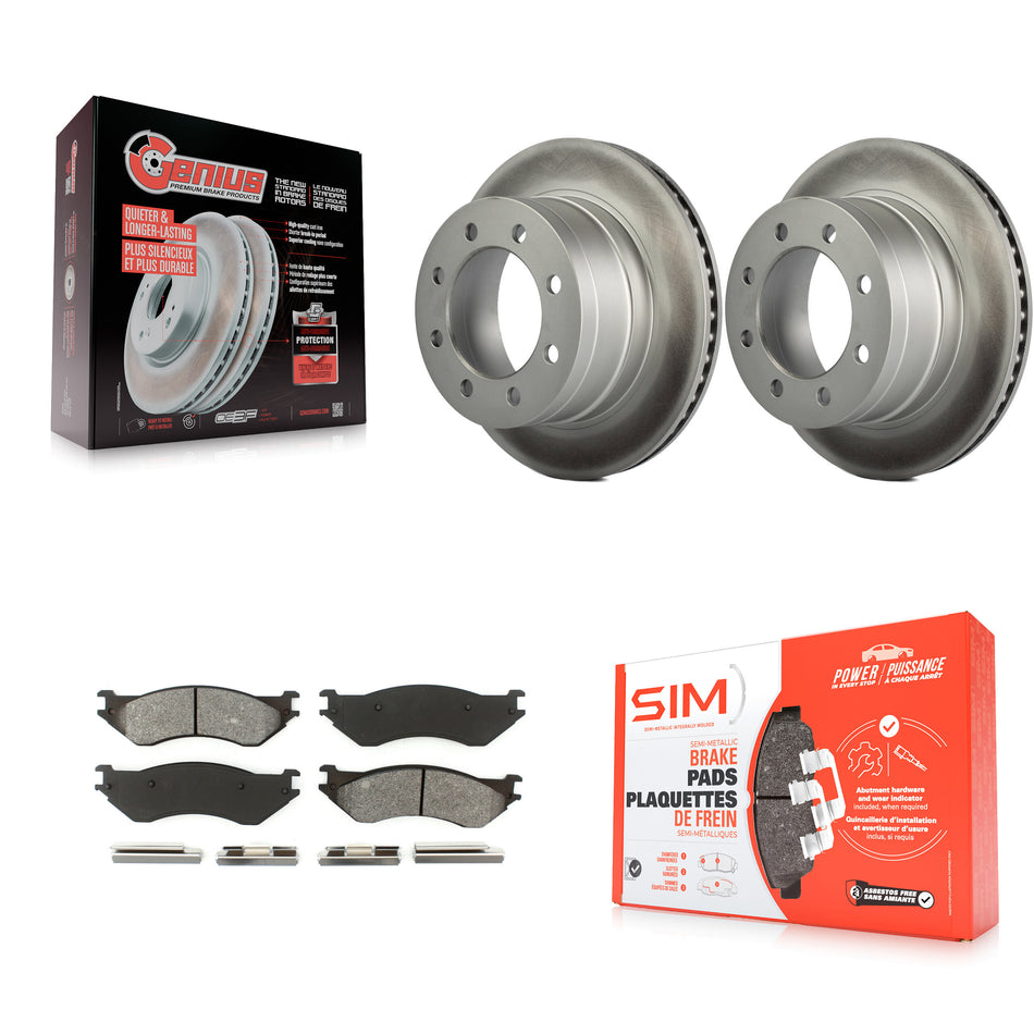 Rear Coated Disc Brake Rotors And Semi-Metallic Pads Kit For Dodge Ram 2500 1500 3500 KGS-101233