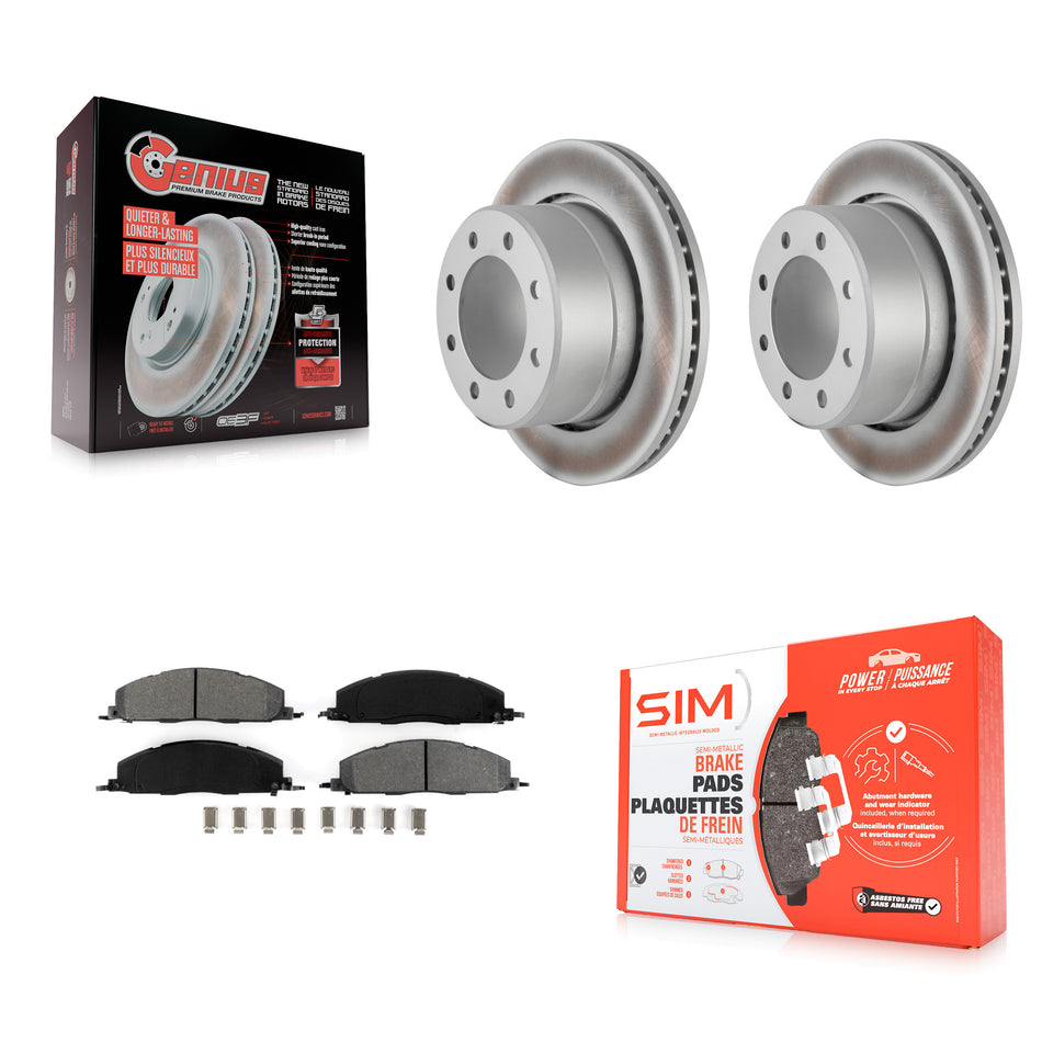 Rear Coated Disc Brake Rotors And Semi-Metallic Pads Kit For Ram 2500 3500 1500 Dodge KGS-101254