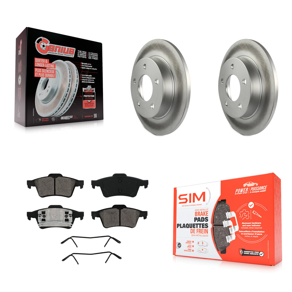 Rear Coated Disc Brake Rotors And Semi-Metallic Pads Kit For 2004-2005 Mazda 3 2.0L KGS-101340