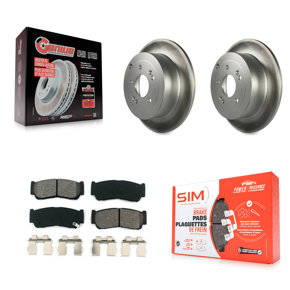 Rear Coated Disc Brake Rotors And Semi-Metallic Pads Kit For 2007-2009 Hyundai Santa Fe KGS-101384