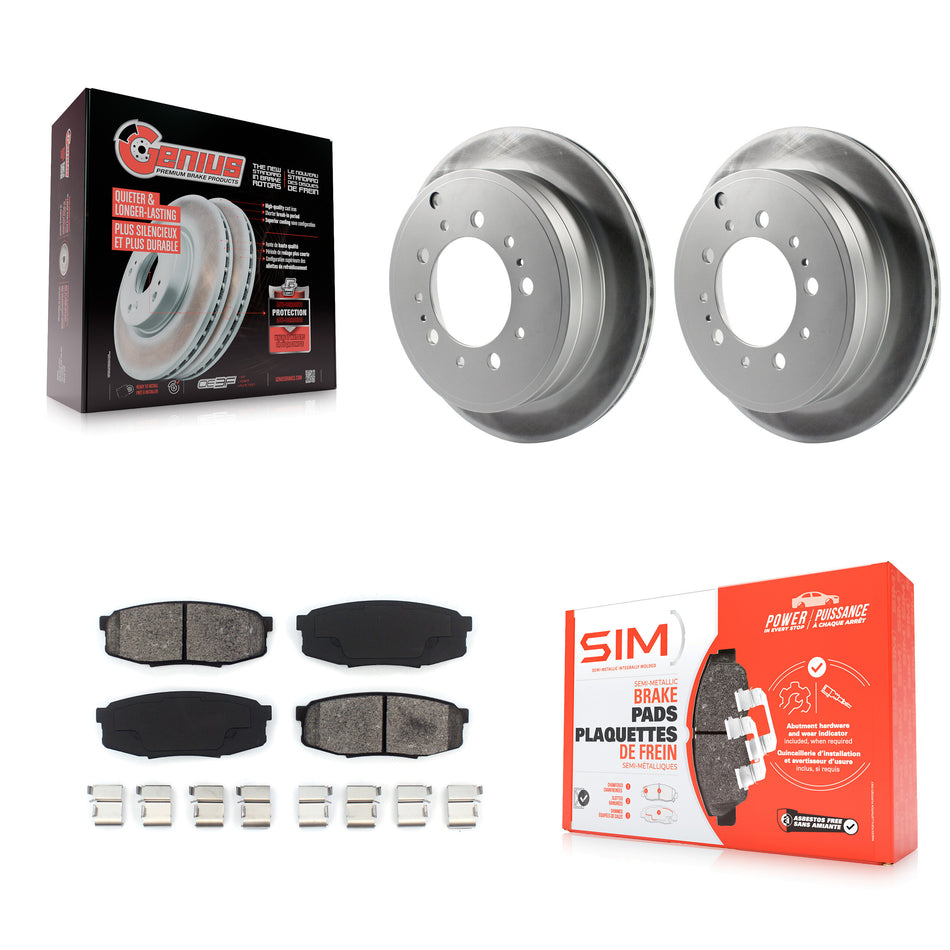Rear Coated Disc Brake Rotors And Semi-Metallic Pads Kit For Toyota Tundra Sequoia Lexus LX570 Land Cruiser KGS-101405