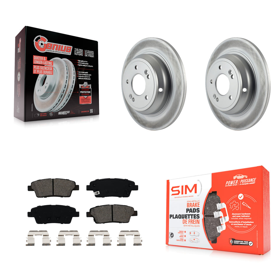 Rear Coated Disc Brake Rotors And Semi-Metallic Pads Kit For Hyundai Genesis G80 Kia K900 KGS-101432
