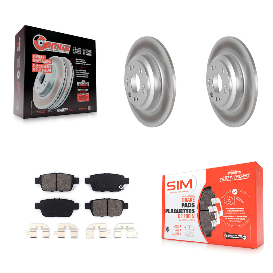 Rear Coated Disc Brake Rotors And Semi-Metallic Pads Kit For 2009-2014 Acura TL KGS-101436