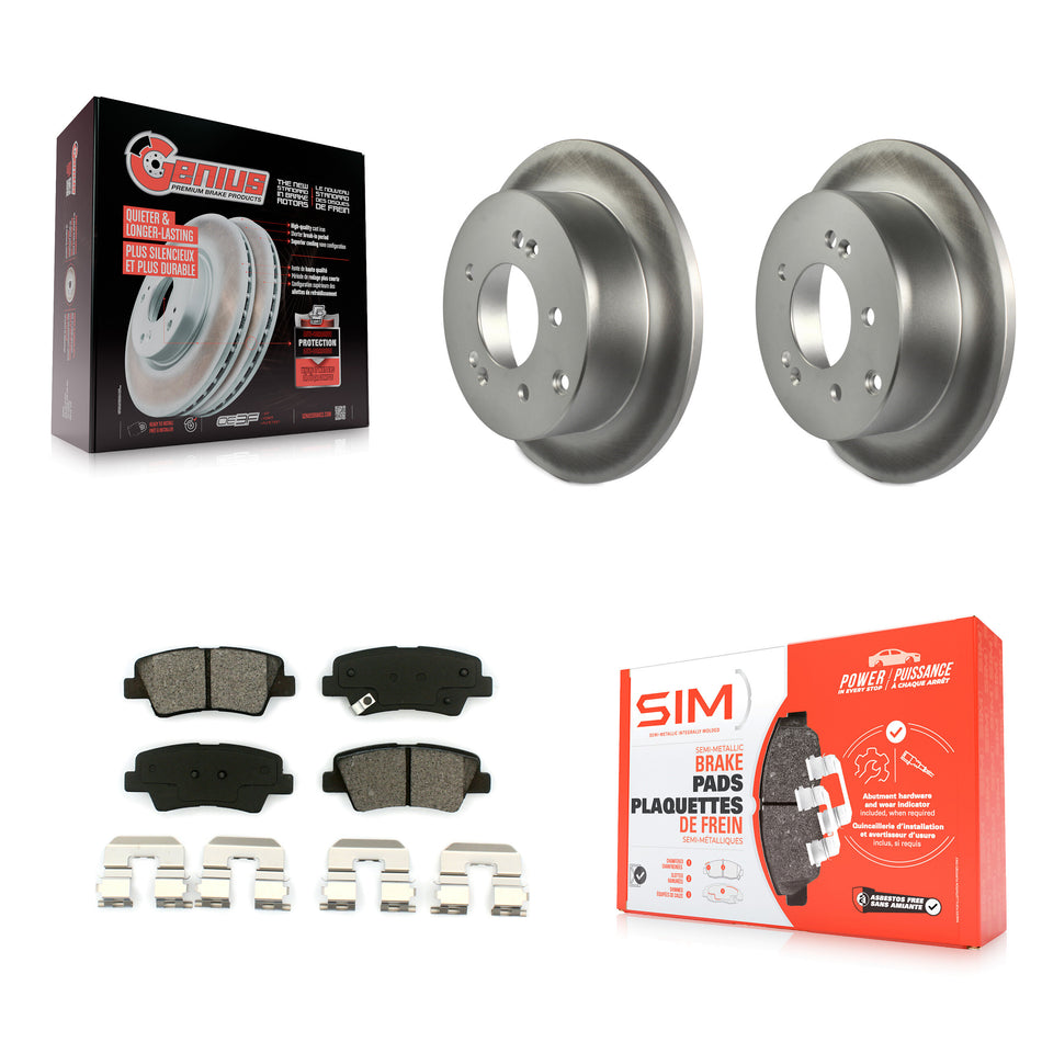 Rear Coated Disc Brake Rotors And Semi-Metallic Pads Kit For 2010-2013 Kia Soul KGS-101439