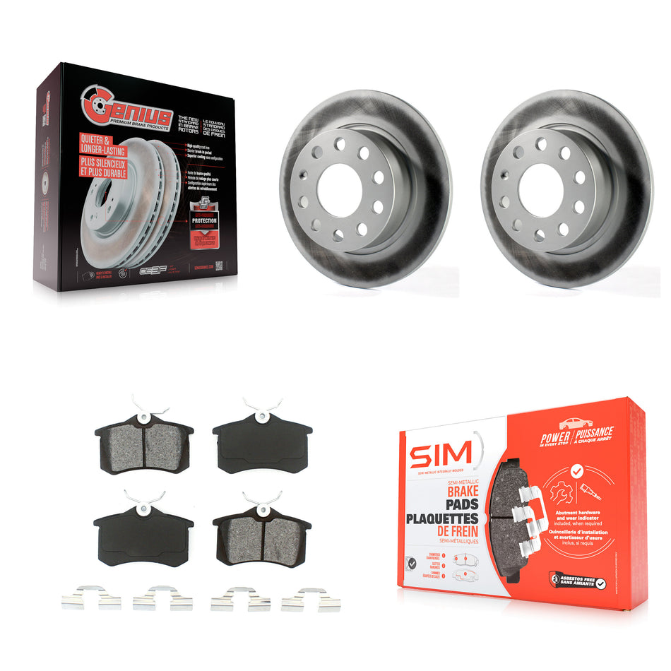Rear Coated Disc Brake Rotors And Semi-Metallic Pads Kit For 2011 Volkswagen Jetta With 253mm Diameter Rotor KGS-101456