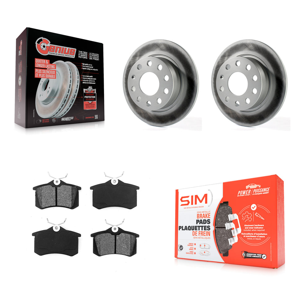 Rear Coated Disc Brake Rotors And Semi-Metallic Pads Kit For Volkswagen Jetta Beetle Golf SportWagen KGS-101457