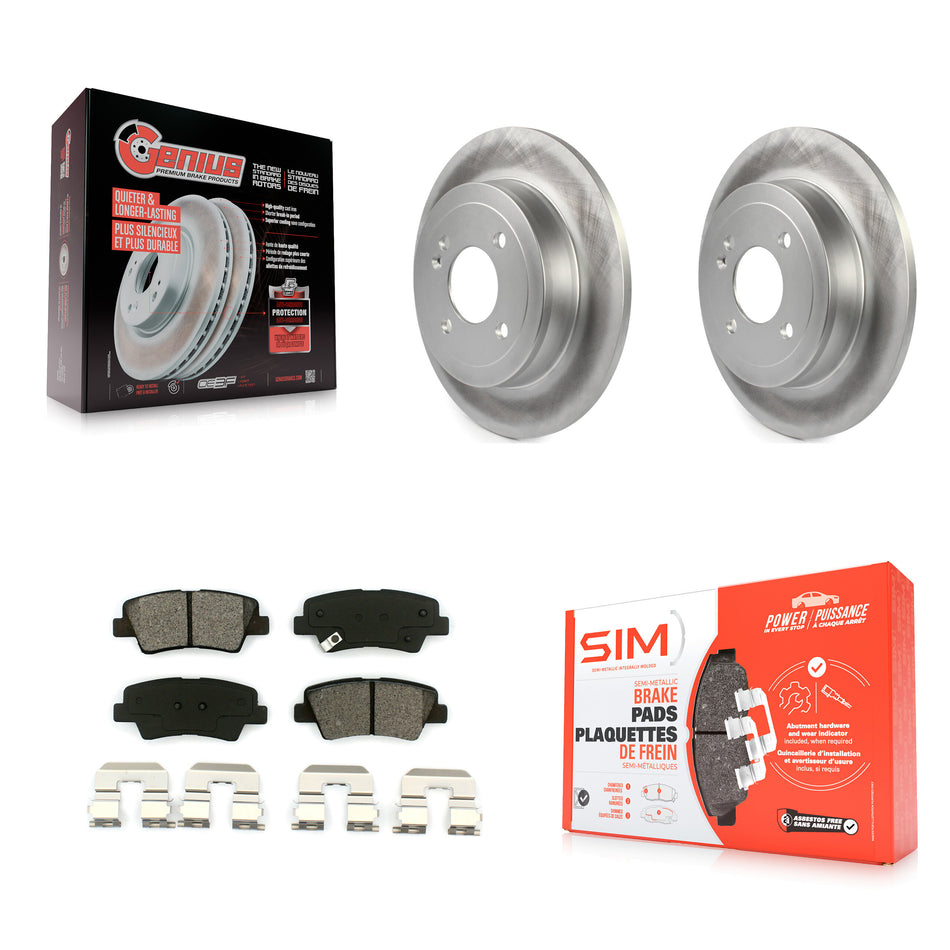 Rear Coated Disc Brake Rotors And Semi-Metallic Pads Kit For 2011 Hyundai Accent KGS-101469