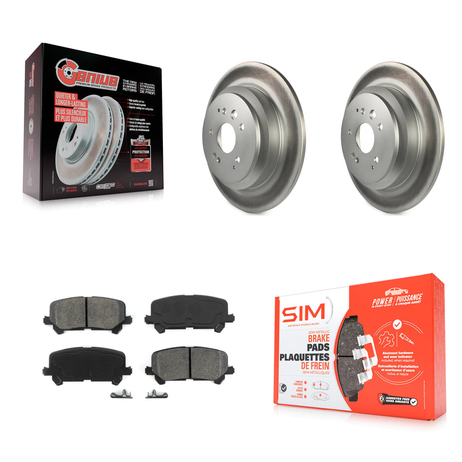 Rear Coated Disc Brake Rotors And Semi-Metallic Pads Kit For 2014-2016 Acura MDX KGS-101478