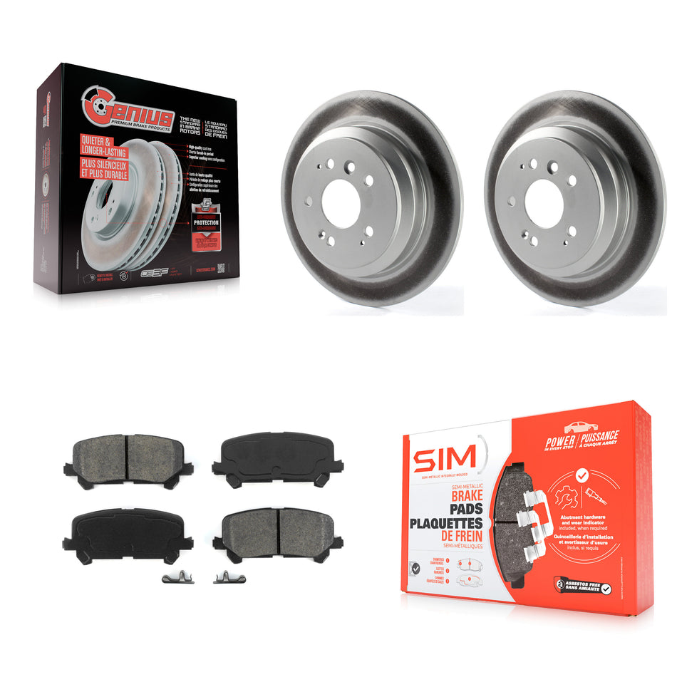Rear Coated Disc Brake Rotors And Semi-Metallic Pads Kit For Honda Pilot Ridgeline Passport KGS-101488