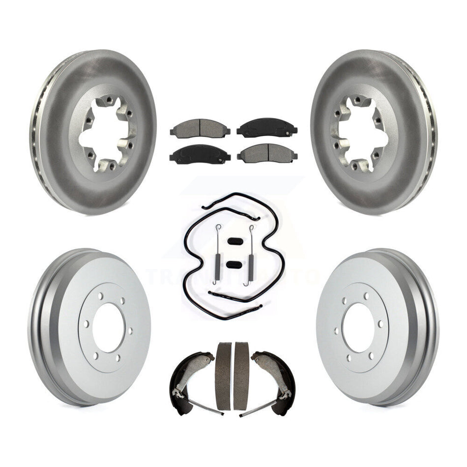 Front Rear Coated Disc Brake Rotors Semi-Metallic Pads And Drum Kit (7Pc) For Chevrolet Colorado GMC Canyon Isuzu i-290 i-280 i-370 i-350 KGS-101504