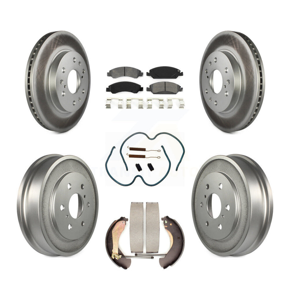 Front Rear Coated Disc Brake Rotors Semi-Metallic Pads And Drum Kit (7Pc) For Chevrolet Silverado 1500 GMC Sierra Classic KGS-101505