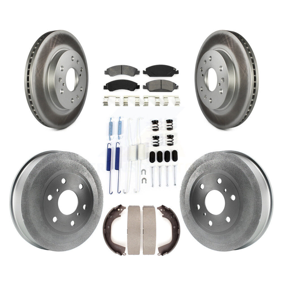 Front Rear Coated Disc Brake Rotors Semi-Metallic Pads And Drum Kit (7Pc) For Chevrolet Silverado 1500 GMC Sierra KGS-101506