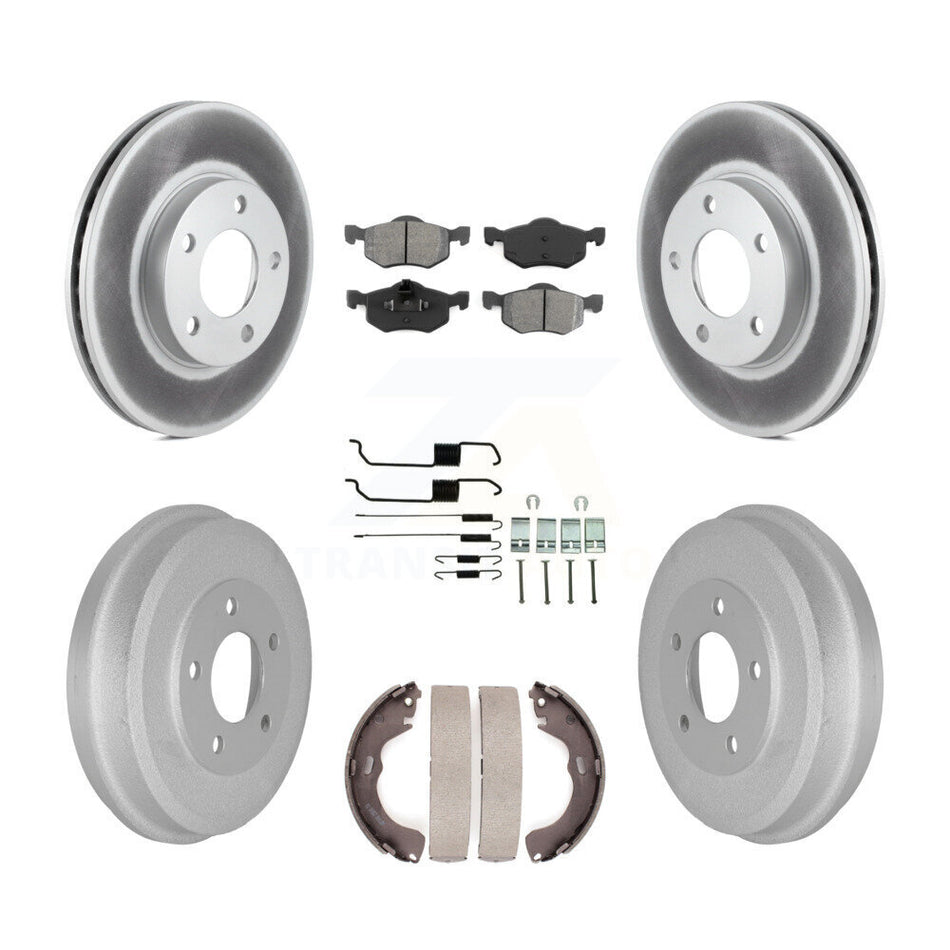 Front Rear Coated Disc Brake Rotors Semi-Metallic Pads And Drum Kit (7Pc) For Ford Escape Mazda Tribute Mercury Mariner KGS-101513