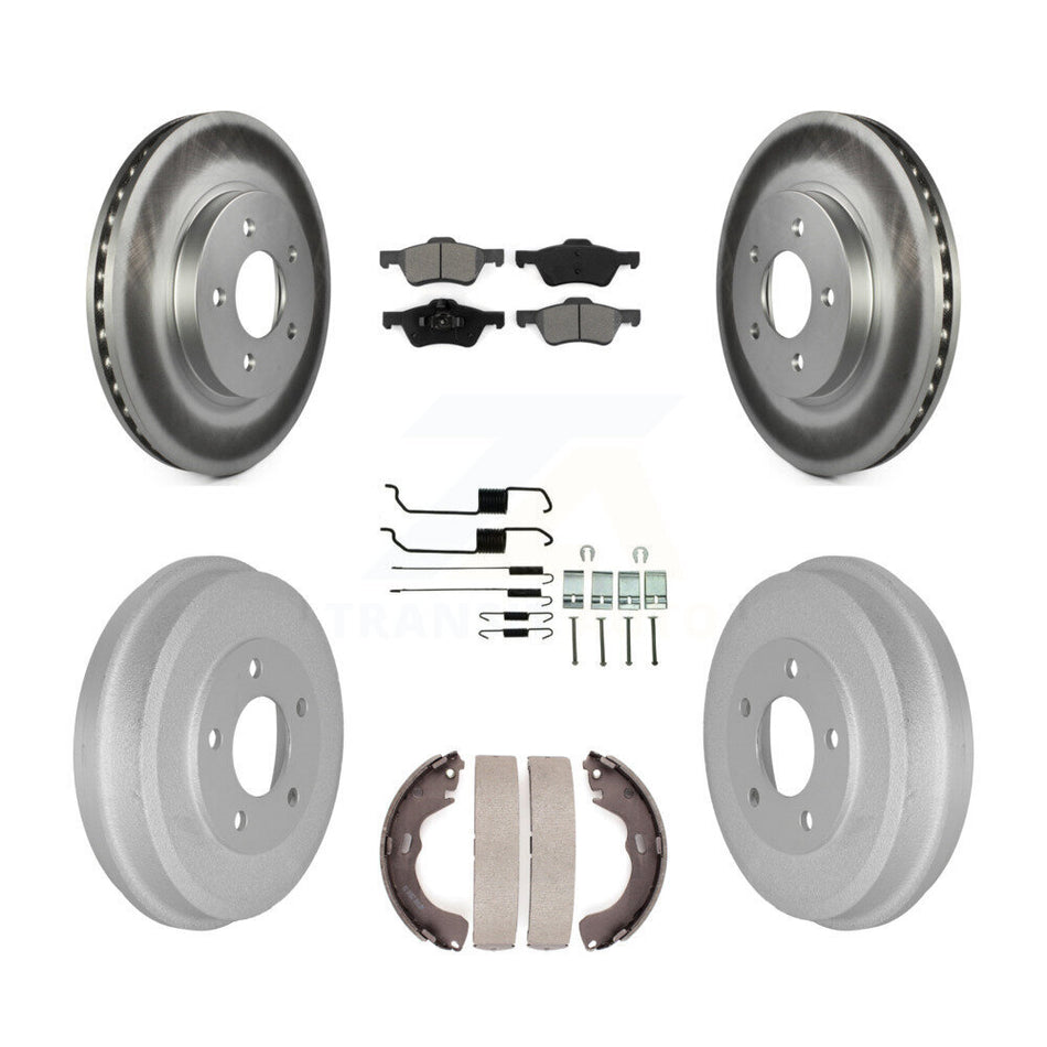 Front Rear Coated Disc Brake Rotors Semi-Metallic Pads And Drum Kit (7Pc) For Ford Escape Mercury Mariner KGS-101515