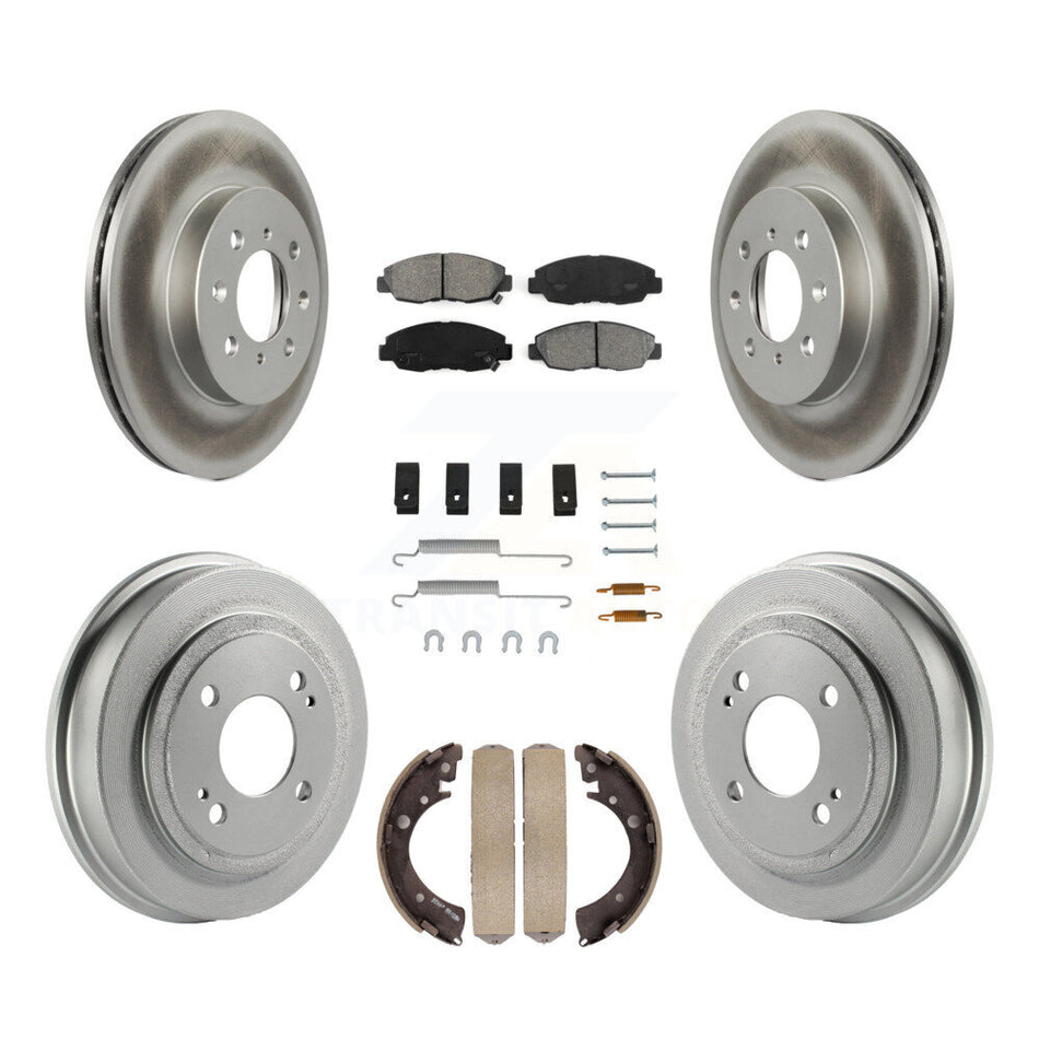 Front Rear Coated Disc Brake Rotors Semi-Metallic Pads And Drum Kit (7Pc) For Honda Civic Acura EL KGS-101524