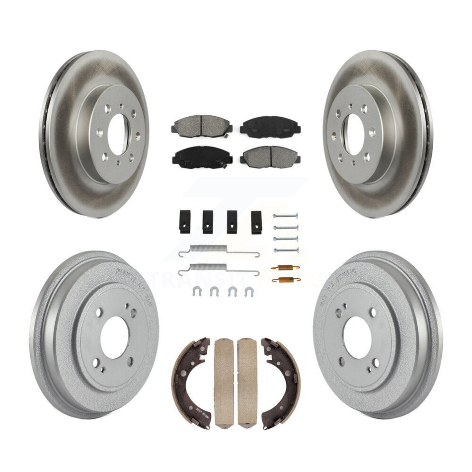 Front Rear Coated Disc Brake Rotors Semi-Metallic Pads And Drum Kit (7Pc) For Honda Civic KGS-101528