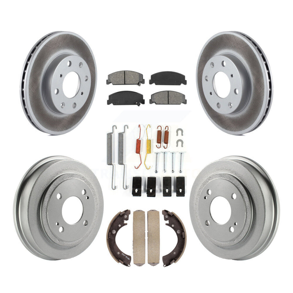 Front Rear Coated Disc Brake Rotors Semi-Metallic Pads And Drum Kit (7Pc) For Honda Civic KGS-101530