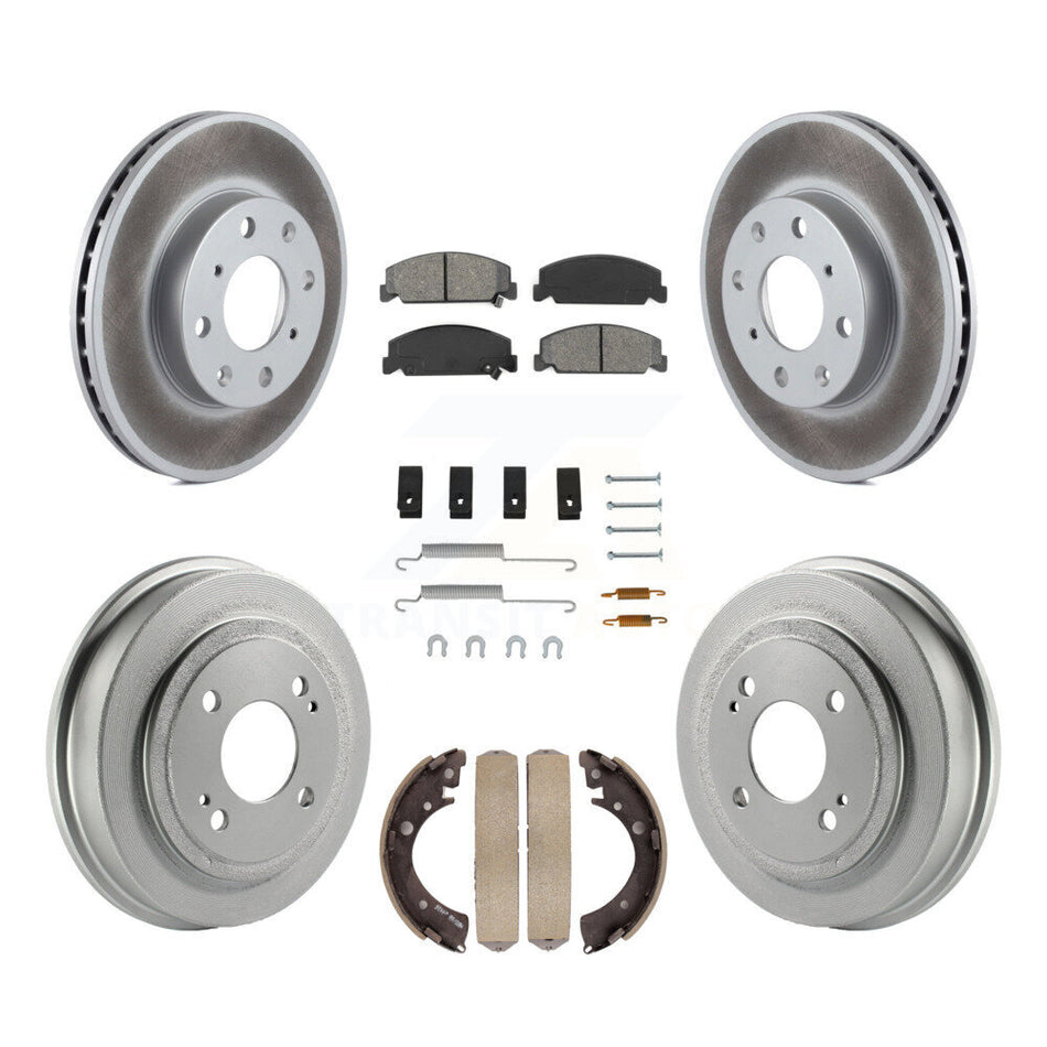 Front Rear Coated Disc Brake Rotors Semi-Metallic Pads And Drum Kit (7Pc) For Honda Civic KGS-101531