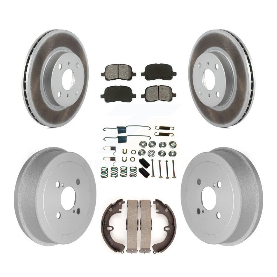 Front Rear Coated Disc Brake Rotors Semi-Metallic Pads And Drum Kit (7Pc) For Toyota Corolla KGS-101535
