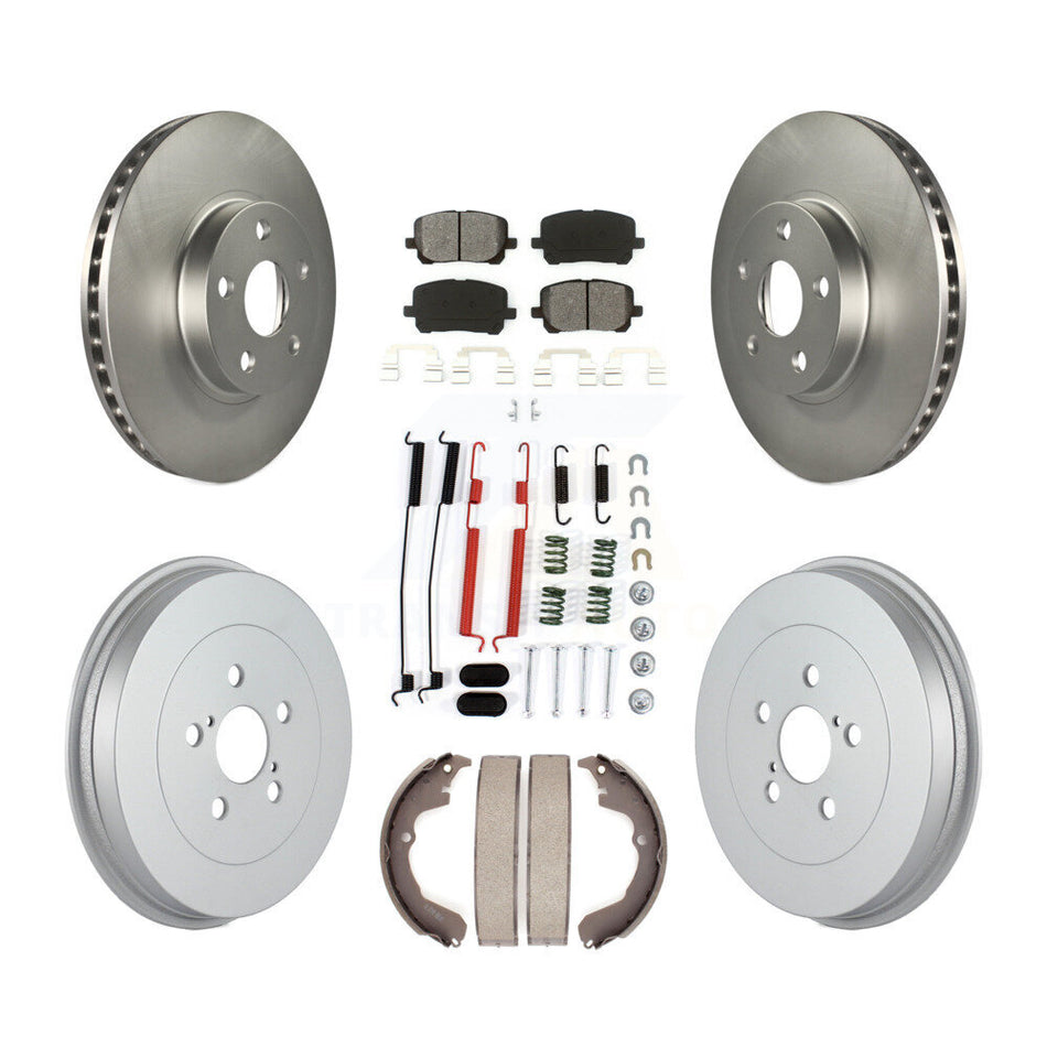 Front Rear Coated Disc Brake Rotors Semi-Metallic Pads And Drum Kit (7Pc) For Toyota Matrix Pontiac Vibe KGS-101538