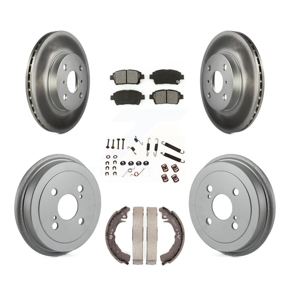Front Rear Coated Disc Brake Rotors Semi-Metallic Pads And Drum Kit (7Pc) For 2001-2005 Toyota Echo KGS-101542