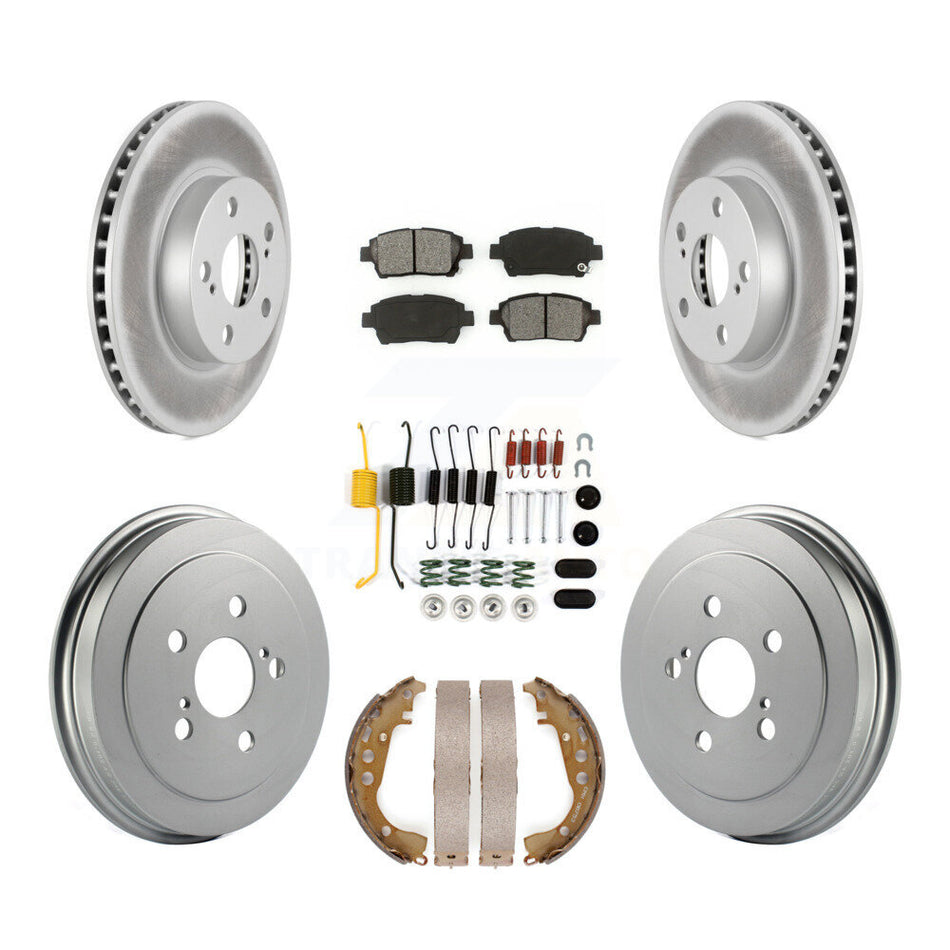 Front Rear Coated Disc Brake Rotors Semi-Metallic Pads And Drum Kit (7Pc) For 2004-2007 Toyota Prius KGS-101547